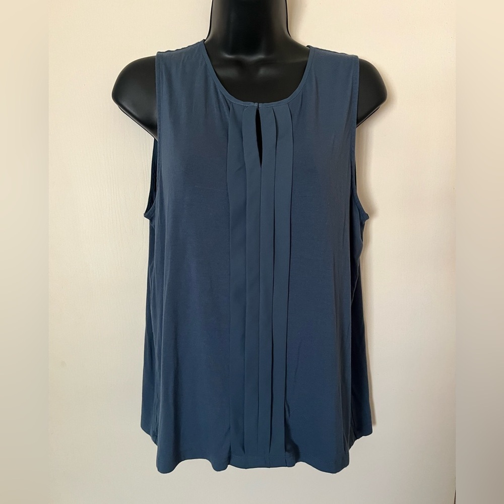 Banana Republic Blue Pleated Sleeveless Blouse